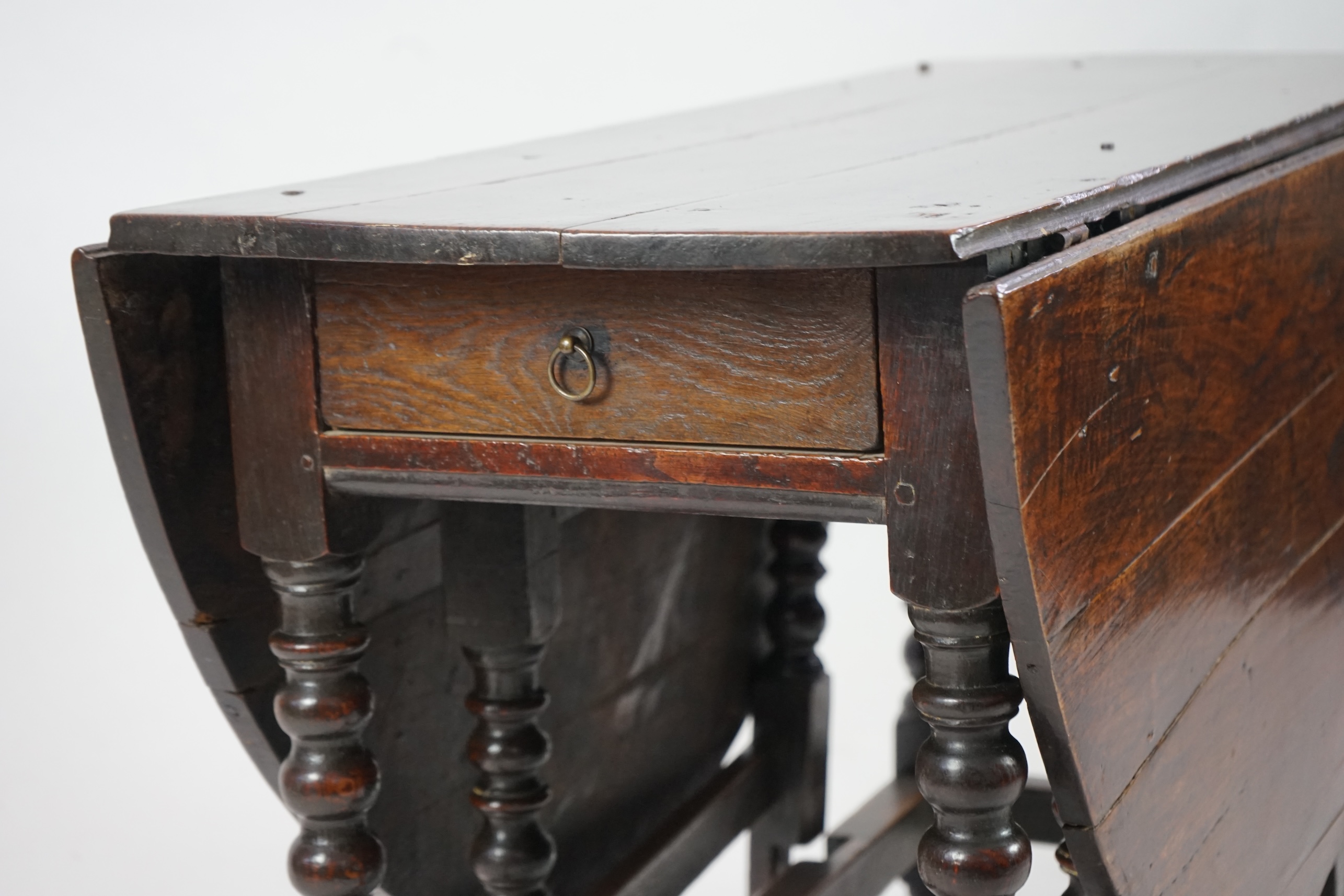 A 17th century and later oak gateleg table